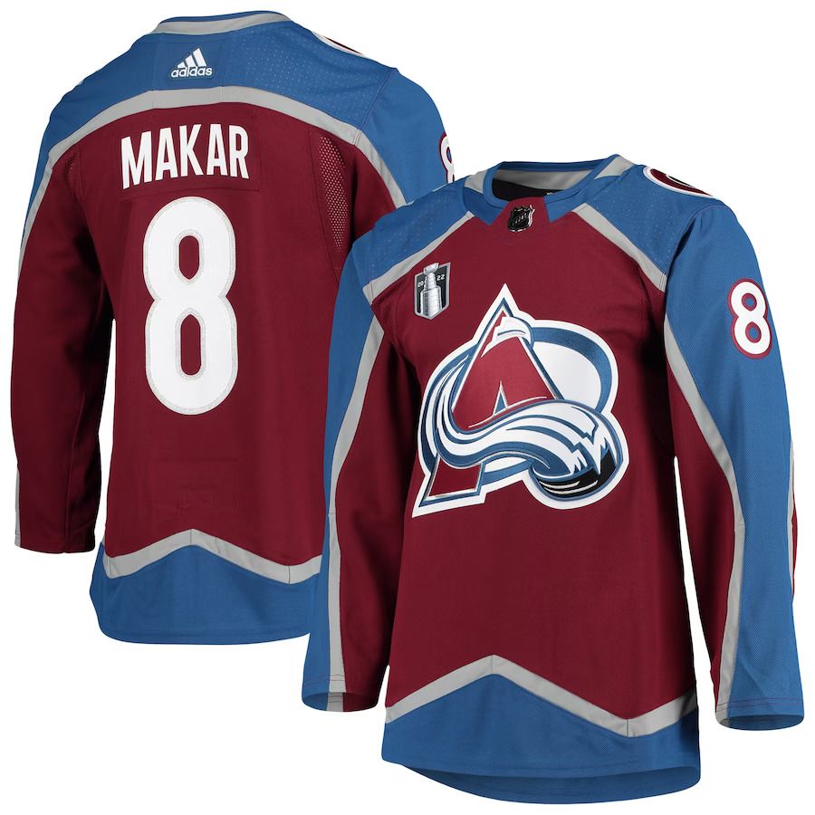 Men Colorado Avalanche #8 Cale Makar adidas Burgundy 2022 Stanley Cup Final Patch Authentic Player NHL Jersey->customized nhl jersey->Custom Jersey